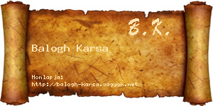 Balogh Karsa névjegykártya